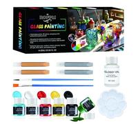 ROFPM Glass Paints for Painting, Glass Painting Kit, Stained Paint, Kits for Adults, Stained Paint for Crystal, Window and Wine, Bright Colors, Strong Covering