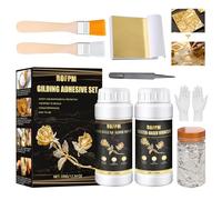 ROFPM Gold Leaf Gilding Adhesive Set, Gold Leaf Sheets Kit, 100ml Metal Leaf Glue and 100ml Varnish, Sheets 100 PCS, 2g Silver Foil, 2 Brushes for Craft, Painting, Arts, Furniture, Decoration