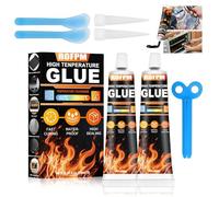 ROFPM High Temperature Adhesive, Heat Resistant Adhesive, Fireproof Silicone, Sealing Cord Adhesive, Heat Resistant Over 1000°C, Ideal for Ovens, Oven Window Glazing, Electric Hobs, Fireplaces, Hobs