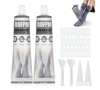 ROFPM Sock Stop Glue 2 Pcs, Non-Slip Sock Adhesive Transparent Fabric Paint 100ml, Waterproof Fabric Paint for Non-Slip Socks, Blankets(50ML*2)