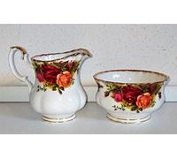 Rofu Milk Jug and Sugar Bowl, Original, Old Country Rose, Bone China, Pink, Classic, Pitcher, Coffee Service