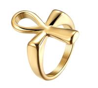 Rofusn Ankh Cross Egyptian Rings for Men: Stainless Steel Ancient Egyptian Symbol Rings Band for Women, Metal, No Gemstone