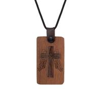 Rofusn Bible Necklace with NFC for Men Women: Wooden Angel Cross Pendant Daily Scripture Christian Religious Faith Jewelry for Prayer Inspiration, Standard, Wood, No Gemstone