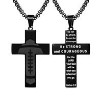 Rofusn Football Cross Necklace for Men: Adjustable Bible Verse Religious Rugby Sports Jewelry Gifts for First Communion Baptism Birthday Back to School To My Son My Man