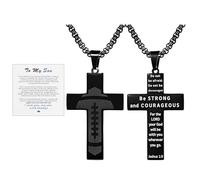Rofusn Football Cross Necklace for Men: Adjustable Bible Verse Religious Rugby Sports Jewelry Gifts for First Communion Baptism Birthday Back to School To My Son