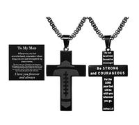 Rofusn Football Cross Necklace for Men: Adjustable Bible Verse Religious Rugby Sports Jewelry Gifts for First Communion Baptism Birthday Back to School To My Man