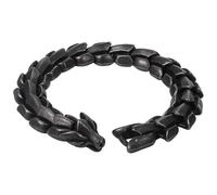 Rofusn Punk Dragon Biker Bracelet for Men: Retro Black Silver Stainless Steel Cool Viking Link Chain Wristband Cuff Bracelet To Man Valentines Birthday Fathers Day