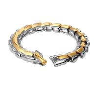 Rofusn Punk Dragon Biker Bracelet for Men: Silver Gold Stainless Steel Cool Viking Link Chain Wristband Cuff Bracelet To Man Valentines Birthday Fathers Day