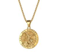 Rofusn St Michael The Archangel Necklace for Men: Catholic Medal Stainless Steel Amulet Pendant Necklace Birthday Christmas Easter Jewelry Gifts, 23.6inch, Stainless Steel, No Gemstone