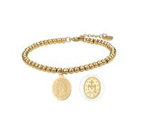 Rofusn Virgin Mary Beaded Bracelet for Women: Adjustable Stainless Steel Catholic Protection Medal Bracelet Jesus Christ Crucifix Faith Jewelry for Christmas Birthday, M, Metal, no gemstone