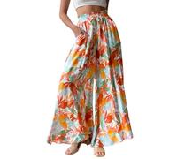 ROFUSSO Women Wide Leg Pants with Pockets Ladies High Waist Adjustable Tie Knot Flowy Trousers Loose Casual Lounge Palazzo Pants