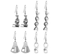 RofYof 4 Pairs Chemistry Earrings for Women Unique Microscope DNA Gene Sequence Dangle Earrings Scientist Biology Chemistry Teacher Punk Simulation Jewelry Gift, S, Metal, No Gemstone