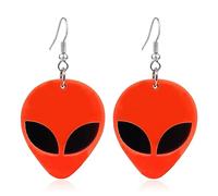 RofYof Alien Earrings for Women Girls Cute Funny Cartoon Green Alien Head Dangle Earrings Novelty Acrylic Statement Earrings, Acrylic