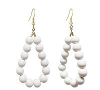 RofYof Beaded Earrings for Women Girls Bohemian Circle Bead Earrings Large Hoop Earrings Jewelry Gifts, Acrylic, Pearl