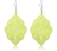 RofYof Bohemian Wood Earrings for Women Handmade Retro Hollow Pattern Geometric Wooden Dangle Drop Earrings African Ethnic Statement Jewelry, S, Wood, No Gemstone