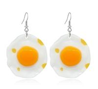 RofYof Cute Fried Egg Dangle Earrings Funny Food Poached Egg Earrings for Women Girls Foodies Lover Kitchen Cooking Statement Jewelry Gifts, Resin