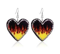 RofYof Flame Earrings Punk Gothic Fire Heart Burning Dangle Drop Earrings Funny Geometric Acrylic Flame Earrings for Women Girls Halloween Jewelry Gifts, Acrylic