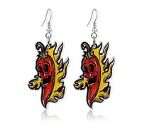 RofYof Flame Earrings Punk Gothic Fire Heart Burning Dangle Drop Earrings Funny Geometric Acrylic Flame Earrings for Women Girls Halloween Jewelry Gifts, Acrylic