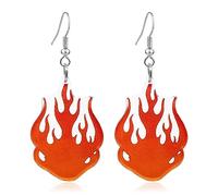 RofYof Flame Earrings Punk Gothic Fire Heart Burning Dangle Drop Earrings Funny Geometric Acrylic Flame Earrings for Women Girls Halloween Jewelry Gifts, Acrylic