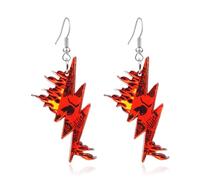 RofYof Flame Earrings Punk Gothic Fire Heart Burning Dangle Drop Earrings Funny Geometric Acrylic Flame Earrings for Women Girls Halloween Jewelry Gifts, Acrylic