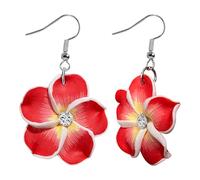 RofYof Floral Dangle Earrings for Women Hawaiian Tropical Plumeria Rubra Flower Earrings Luau Beach Party Vacation Hawaiian Accessories Jewelry, S, polymer clay, No Gemstone