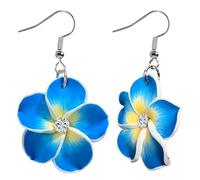 RofYof Floral Dangle Earrings for Women Hawaiian Tropical Plumeria Rubra Flower Earrings Luau Beach Party Vacation Hawaiian Accessories Jewelry, S, polymer clay, No Gemstone