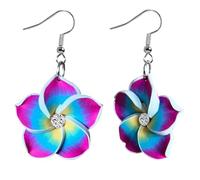 RofYof Floral Dangle Earrings for Women Hawaiian Tropical Plumeria Rubra Flower Earrings Luau Beach Party Vacation Hawaiian Accessories Jewelry, S, polymer clay, No Gemstone