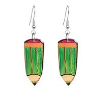 RofYof Funny Rainbow Pencil Earrings for Women Lightweight Handmade Acrylic Pencil Dangle Earrings Teacher Back to School Jewelry Gifts, S, Acrylic, No Gemstone