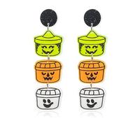 RofYof Halloween Earrings Colorful Acrylic Pumpkin Ghost Bat Spider Dangle Stud Earrings Cute Resin Candy Basket Earrings for Women Halloween Jewelry (basket)