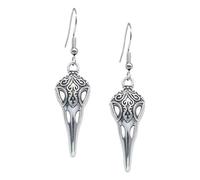 RofYof Halloween Jewelry Silver Crow Skull Earrings for Women Vintage Viking Odin Crow Bird Dangle Earrings Gothic Set Punk Jewelry Design, S, Metal, No Gemstone