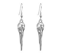 RofYof Halloween Jewelry Silver Crow Skull Earrings for Women Vintage Viking Odin Crow Bird Dangle Earrings Gothic Set Punk Jewelry Design, S, Metal, No Gemstone