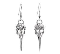 RofYof Halloween Jewelry Silver Crow Skull Earrings for Women Vintage Viking Odin Crow Bird Dangle Earrings Gothic Set Punk Jewelry Design, S, Metal, No Gemstone