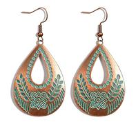 RofYof Handmade Boho Vintage Teardrop Earrings For Women Boho Unique Antique Bronze Tribal Ethnic Teardrop Shaped Drop Dangle Earrings Jewelry Gift, S, Metal, No Gemstone