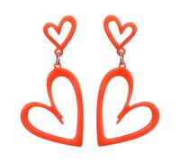RofYof Neon Heart Earrings for Women Acrylic Neon Earrings 80s 90s Outfit for Glow Party Halloween Acrylic Heart Accessories Gifts, S, Acrylic, No Gemstone