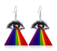 RofYof Rainbow Earrings Disco Ball Earrings Acrylic Pride Earrings Evil eyes Rainbow Dangle Earrings for Women Girls, Acrylic