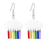 RofYof Rainbow Earrings for Women Lightweight Colorful Rainbow Cloud Lightning Dangle Earrings Jewelry, S, Acrylic, No Gemstone