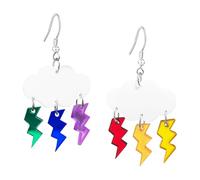 RofYof Rainbow Earrings for Women Lightweight Colorful Rainbow Cloud Lightning Dangle Earrings Jewelry, S, Acrylic, No Gemstone