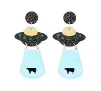 RofYof UFO Alien Earrings Cute UFO Spaceship Alien Acrylic Dangle Drop Earrings Lightweight Funny Cartoon Space Airship Earrings for Women Girls, Acrylic