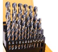ROGAPER 29Pcs Drill Bit Set, 135 Tip HSS with Black and Gold Finish, Metal Twist Jobber Drill Bit Kit for Hardened Metal, Steel, Plastic, Wood with Indexed Storage Case, 1/16" - 1/2"
