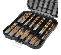 ROGAPER 99Pcs Titanium Coated Drill Bit Set, 135° Tip High Speed Steel, Twist Drill Bit Kit for Iron, Aluminum, Copper, Wood, Plastic, with Hard Storage 1/16"-3/8"