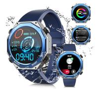 Rogbid Military Smart Watch for Men Women,1.45" AMOLED 680mAH 5ATM Waterproof Smartwatch for iOS Android Phones Fitness Tracker Watch with 120+ Sport Modes Heart Rate Blood Pressure Pedometer Blue