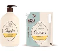 ROGÉ CAVAILLÈS Original Bath & Shower Gel with Eco Refill, For Sensitive Skin, 83% Natural Ingredients, Soap-Free, Regenerating Plant-Based Moisturising Formula, Suitable from Age 3, 2 x 1L