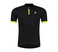 Rogelli Men's Cycling Jersey - Short Cycling Jersey with Zip - Breathable and Quick Drying - Black/Fluo Yellow - Core, Fluorine Black, 5XL