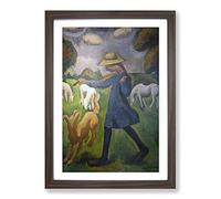 Roger de la Fresnaye The Shepherdess Framed Print | A2 Walnut Framed Wall Art | Ready to Hang | Modern Nature Picture | Living Room Bedroom Lounge Office