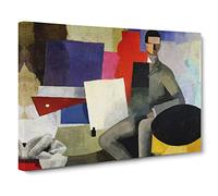 Roger de la Fresnaye The Sitting Man Canvas Print | Gallery Wrapped 30mm Frame Wall Art | 20x14 inches | Ready to Hang | Modern People Picture | Living Room Bedroom Lounge Office