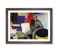 Roger de la Fresnaye The Sitting Man Classic Painting Framed Print | A4 Walnut Framed Wall Art | Ready to Hang | Classic Historical Picture | Living Room Bedroom Lounge Office