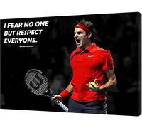 Roger Federer Fear No one Picture Print On Framed Canvas Wall Art Home Decoration 16’’ x 12’’ inch(40x 30 cm) -18mm Depth