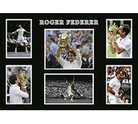 ROGER FEDERER Signed A4 Wimbledon Tennis Montage Photo Print Pre Printed Signature Autograph Gift Artwork