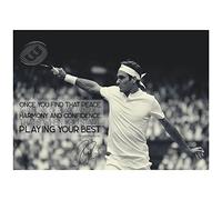 Roger Federer you find that peace pre-signed Photo Poster, A4 | Unframed portrait photo poster printed on Canon Pro Lustre photographic paper for indoor wall display.