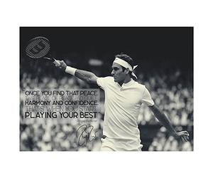 Roger Federer you find that peace pre-signed Photo Poster, A4 | Unframed portrait photo poster printed on Canon Pro Lustre photographic paper for indoor wall display.